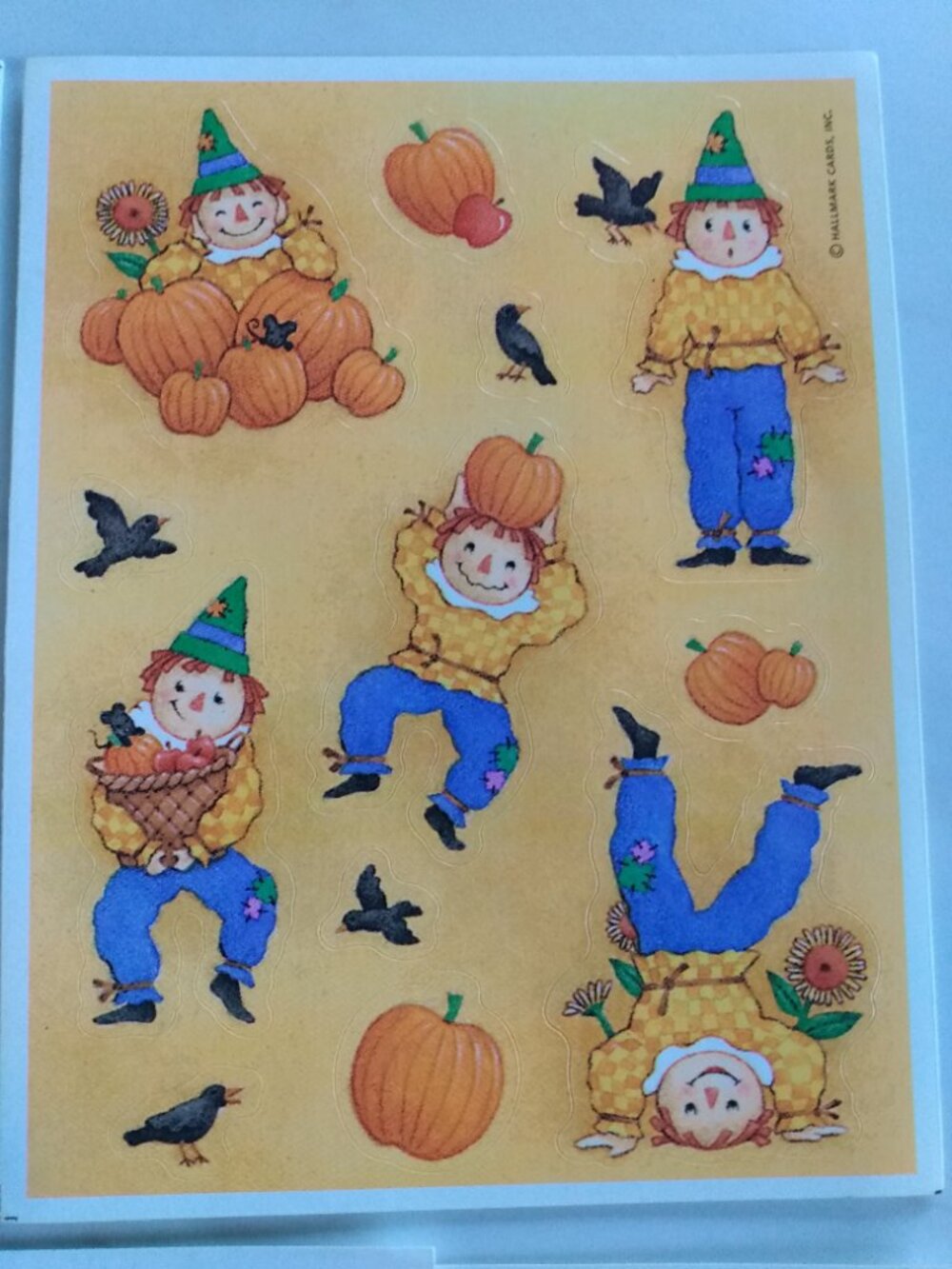 Vintage 90s Halloween Stickers Hallmark Valentine's Day, Pumpkins and Scarecrows - Picture 3 of 16